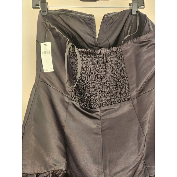 NWD Anthropologie Maeve Strapless Bow Bubble Hem Dress Size L Black GC402 - Picture 6 of 13